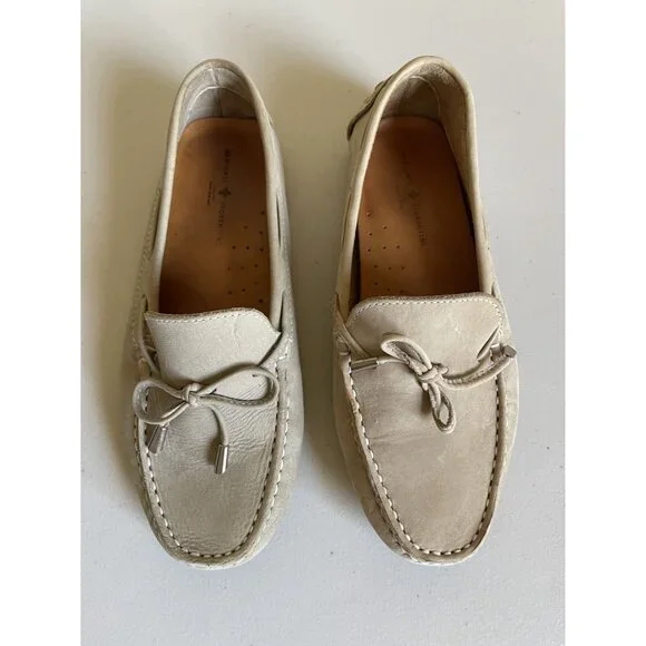 Mercanti Florentini Suede Driving Loafers Tan Moccasin Slip On Tie - Picture 4 of 7